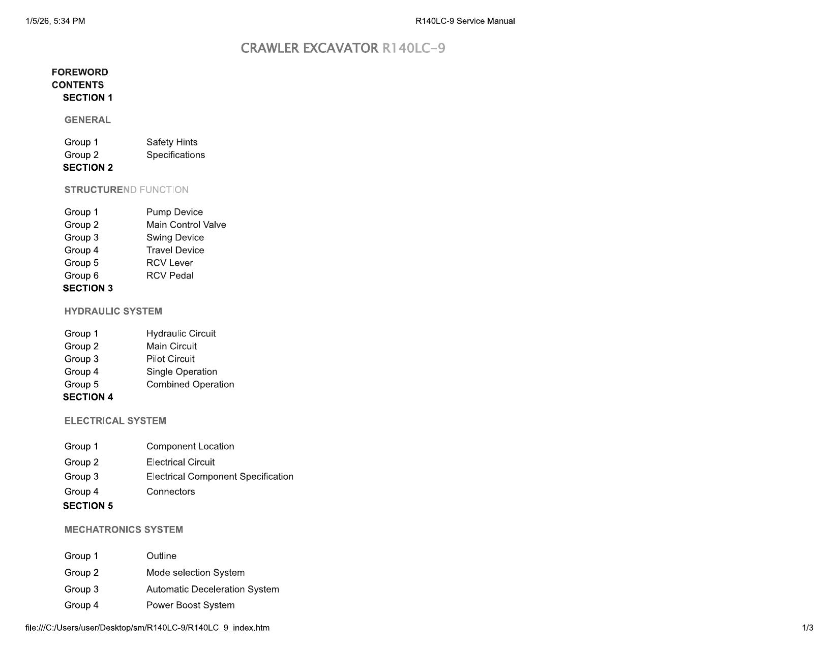 R140LC-9 Service Manual